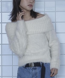 シャギーオフショルニット