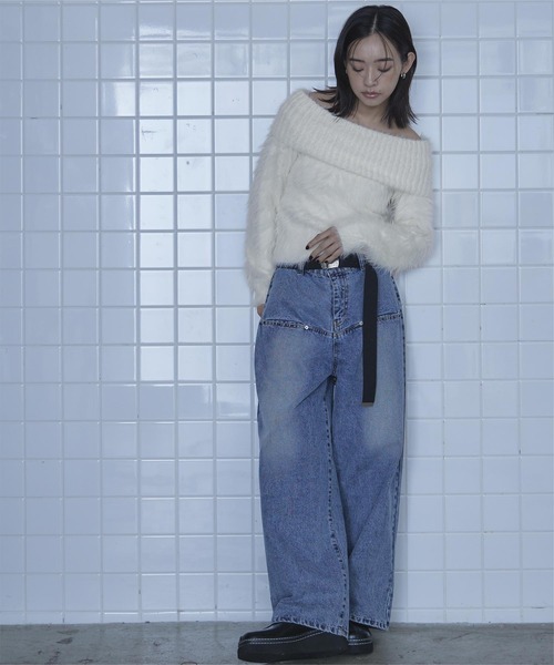 シャギーオフショルニット（ニット/セーター）｜miette（ミエット）