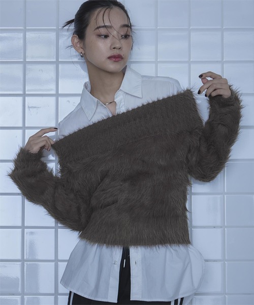 シャギーオフショルニット（ニット/セーター）｜miette（ミエット）