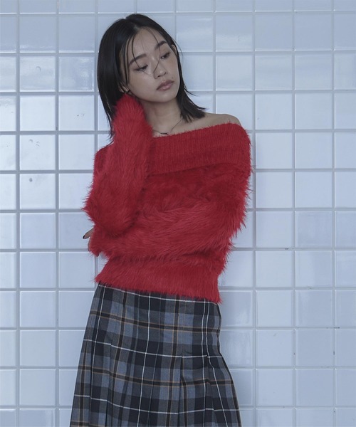 シャギーオフショルニット（ニット/セーター）｜miette（ミエット）