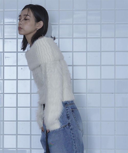 シャギーオフショルニット（ニット/セーター）｜miette（ミエット）