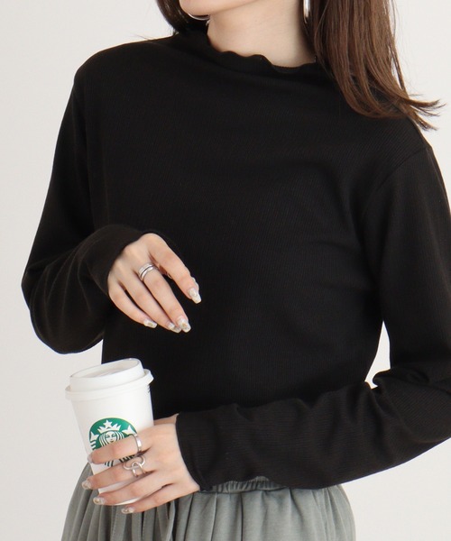 mitis(ミティス)の「mitis 針抜きランダムリブプチハイネックロンT インナー(Tシャツ/カットソー・レディース・アイボリー/ブラック/マスタード/ライトグレー・M)」の12枚目の写真