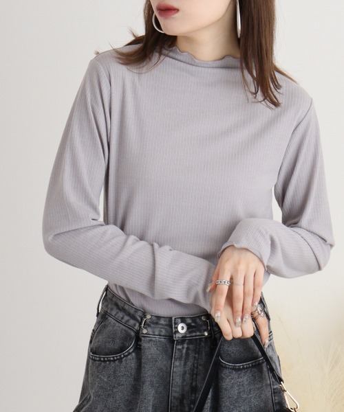 mitis(ミティス)の「mitis 針抜きランダムリブプチハイネックロンT インナー(Tシャツ/カットソー・レディース・アイボリー/ブラック/マスタード/ライトグレー・M)」の18枚目の写真