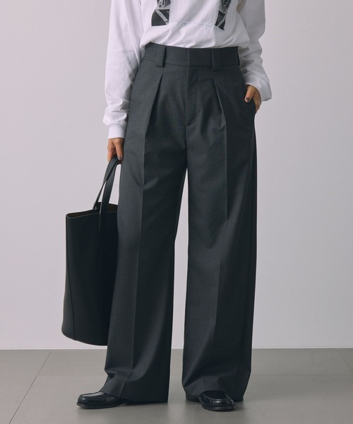 BABYLONE（バビロン）の「梳毛スラックスパンツ（スラックス・レディース・チャコール/ブラウン・36inch/38inch）」の2枚目の写真