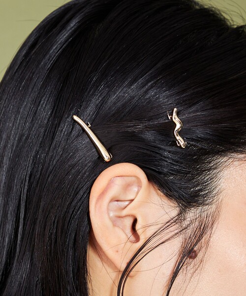 CITEN（シテン）の「＜CITEN＞ ２セットラインクリップ（バレッタ/ヘアクリップ・レディース・シルバー/ゴールド・FREE）」の3枚目の写真