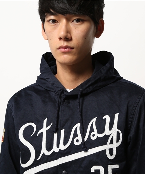 STUSSY（ステューシー）の「Script Baseball Hoodie Shirt（シャツ/ブラウス・メンズ・ネイビー/カーキ・X-LARGE/MEDIUM/LARGE/SMALL）」の10枚目の写真