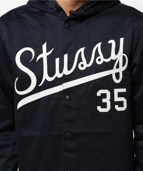 STUSSY（ステューシー）の「Script Baseball Hoodie Shirt（シャツ/ブラウス・メンズ・ネイビー/カーキ・X-LARGE/MEDIUM/LARGE/SMALL）」の12枚目の写真