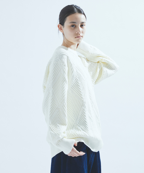 417 EDIFICE（フォーワンセブンエディフィス）の「ダイヤジャガード クルーネックニット（ニット/セーター・メンズ・ホワイト/ブラック/レッド/グリーン/ベージュ/ブルー系その他・MEDIUM/LARGE）」の10枚目の写真