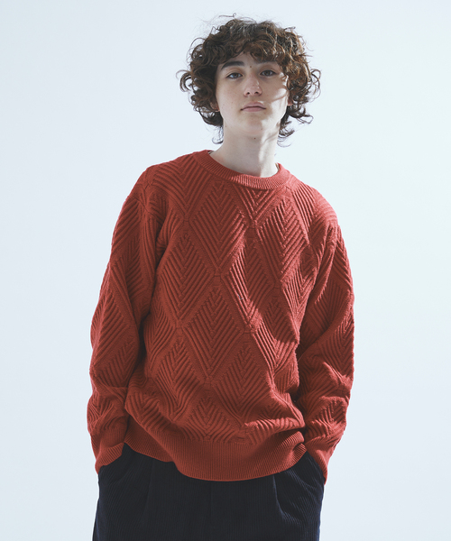 417 EDIFICE（フォーワンセブンエディフィス）の「ダイヤジャガード クルーネックニット（ニット/セーター・メンズ・ホワイト/ブラック/レッド/グリーン/ベージュ/ブルー系その他・MEDIUM/LARGE）」の16枚目の写真