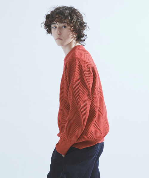 417 EDIFICE（フォーワンセブンエディフィス）の「ダイヤジャガード クルーネックニット（ニット/セーター・メンズ・ホワイト/ブラック/レッド/グリーン/ベージュ/ブルー系その他・MEDIUM/LARGE）」の17枚目の写真