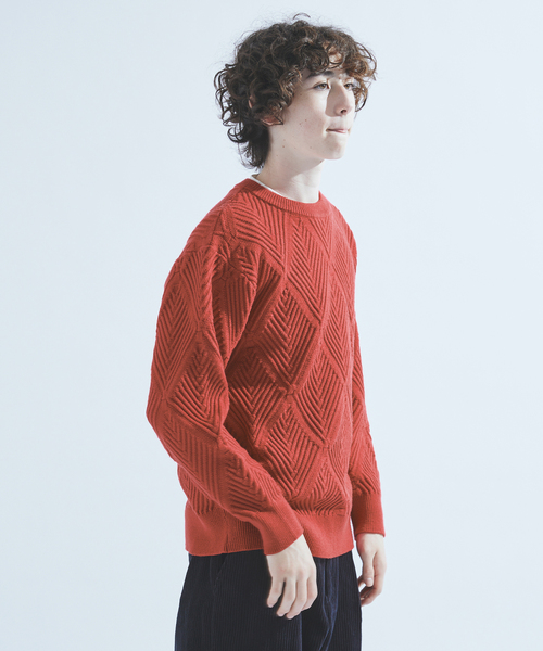 417 EDIFICE（フォーワンセブンエディフィス）の「ダイヤジャガード クルーネックニット（ニット/セーター・メンズ・ホワイト/ブラック/レッド/グリーン/ベージュ/ブルー系その他・MEDIUM/LARGE）」の19枚目の写真