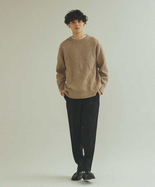 417 EDIFICE（フォーワンセブンエディフィス）の「ダイヤジャガード クルーネックニット（ニット/セーター・メンズ・ホワイト/ブラック/レッド/グリーン/ベージュ/ブルー系その他・MEDIUM/LARGE）」の22枚目の写真