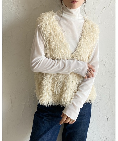 She's Closet(シーズクローゼット)の「長袖ハイネックシースルー/シアーベロアカットソーロンTトップス(Tシャツ/カットソー・レディース・オフホワイト/チャコールグレー/ブルーグレー/ブラック/オリーブ/ブラウン/ネイビー・FREE)」の16枚目の写真