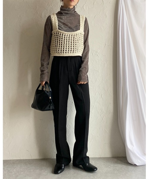 She's Closet(シーズクローゼット)の「長袖ハイネックシースルー/シアーベロアカットソーロンTトップス(Tシャツ/カットソー・レディース・オフホワイト/チャコールグレー/ブルーグレー/ブラック/オリーブ/ブラウン/ネイビー・FREE)」の20枚目の写真