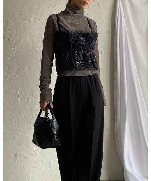 新品未使用　SY32 長袖　ハイネック　ベロア　XL ベロア トップス レディース 長袖 秋 冬 ハイネック カットソー