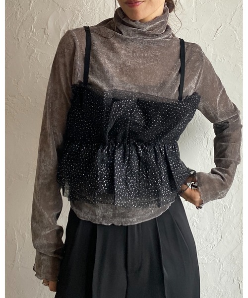 She's Closet(シーズクローゼット)の「長袖ハイネックシースルー/シアーベロアカットソーロンTトップス(Tシャツ/カットソー・レディース・オフホワイト/チャコールグレー/ブルーグレー/ブラック/オリーブ/ブラウン/ネイビー・FREE)」の13枚目の写真