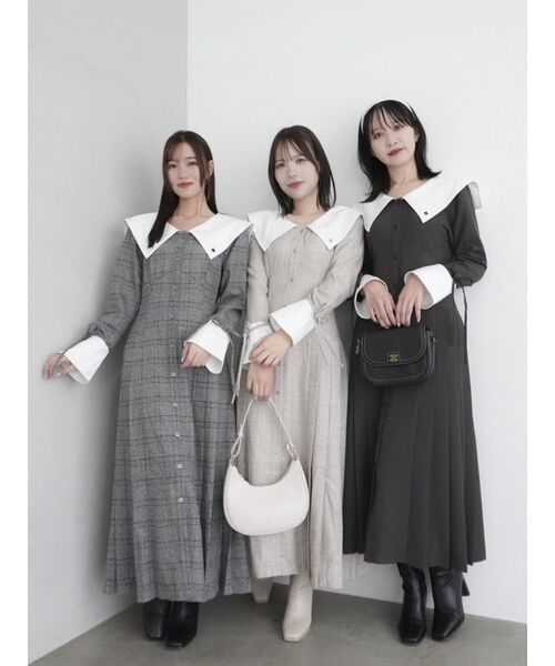 POLO BCS コラボ】ビッグカラーサイドプリーツワンピース