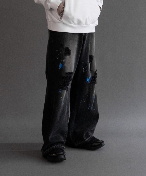 PHILTHEORY（フィルセオリー）の「Gimmick damage paint denim pants