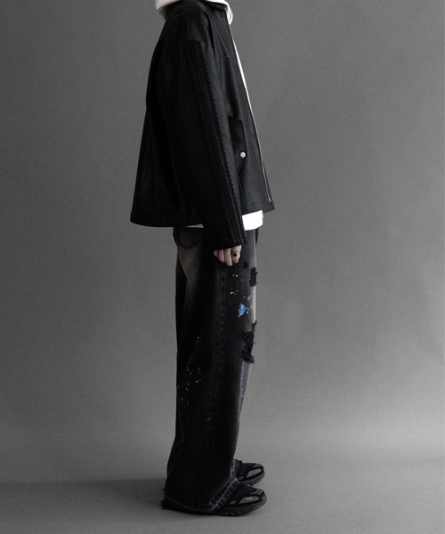 PHILTHEORY(フィルセオリー)の「Gimmick damage paint denim pants/ギミックダメージペイントデニムパンツ(デニムパンツ・メンズ・ブラック・1/3/2)」の13枚目の写真