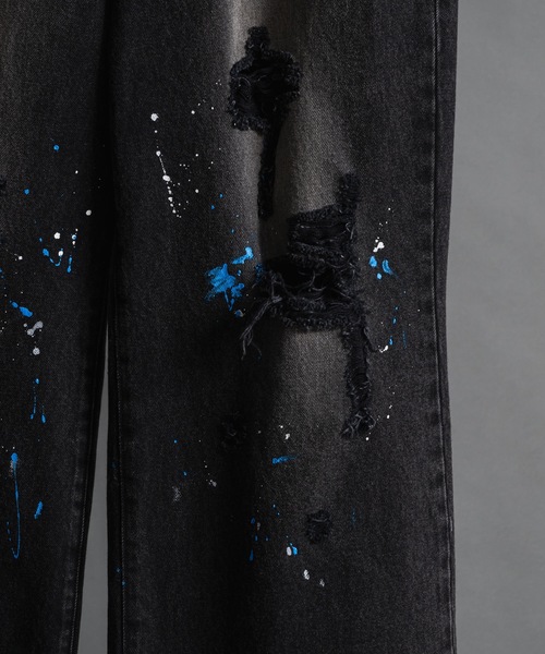 PHILTHEORY(フィルセオリー)の「Gimmick damage paint denim pants/ギミックダメージペイントデニムパンツ(デニムパンツ・メンズ・ブラック・1/3/2)」の20枚目の写真