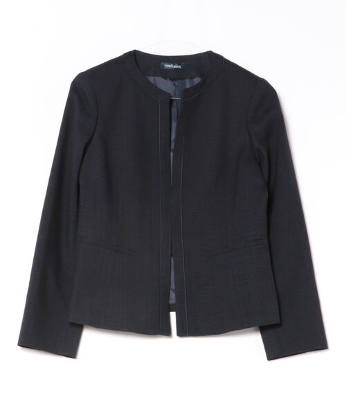 NEWYORKER(ニューヨーカー)の「クラフトスラブツィードパイピングノーカラージャケット(テーラードジャケット・レディース・ブラウン/ネイビー・9号/11号)」の13枚目の写真