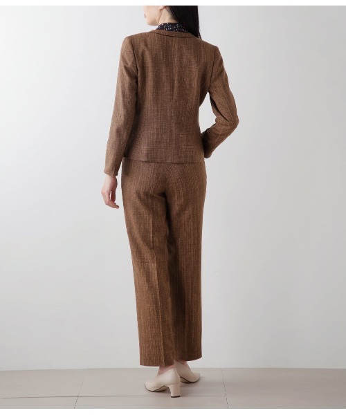 NEWYORKER(ニューヨーカー)の「クラフトスラブツィードパイピングノーカラージャケット(テーラードジャケット・レディース・ブラウン/ネイビー・9号/11号)」の3枚目の写真