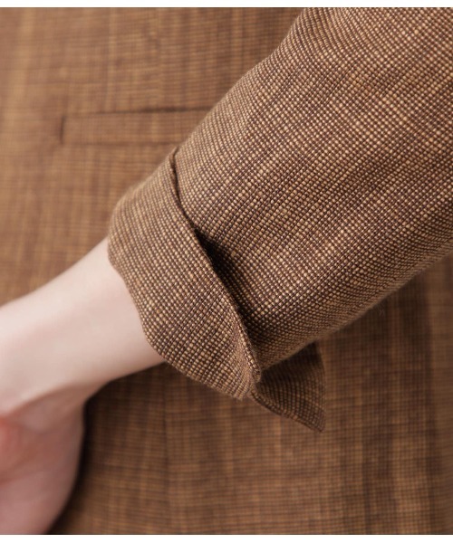 NEWYORKER(ニューヨーカー)の「クラフトスラブツィードパイピングノーカラージャケット(テーラードジャケット・レディース・ブラウン/ネイビー・9号/11号)」の6枚目の写真