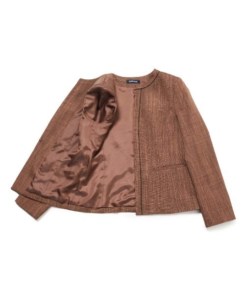 NEWYORKER(ニューヨーカー)の「クラフトスラブツィードパイピングノーカラージャケット(テーラードジャケット・レディース・ブラウン/ネイビー・9号/11号)」の10枚目の写真