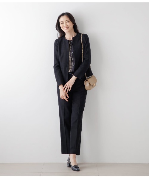 NEWYORKER(ニューヨーカー)の「クラフトスラブツィードパイピングノーカラージャケット(テーラードジャケット・レディース・ブラウン/ネイビー・9号/11号)」の19枚目の写真