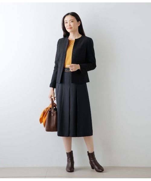 NEWYORKER(ニューヨーカー)の「クラフトスラブツィードパイピングノーカラージャケット(テーラードジャケット・レディース・ブラウン/ネイビー・9号/11号)」の20枚目の写真