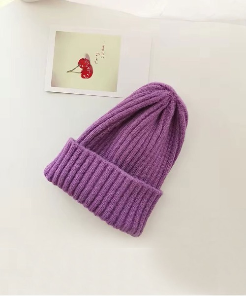 Bambin(ボンバン)の「【 Bambin / ボンバン 】 カラバリ豊富 ニットキャップ / ニット帽(ニットキャップ/ビーニー・キッズ・パープル/イエロー/オレンジ/グリーン/ピンク/レッド/グレー/ブルー/アイボリー/ブラック/ライトグレー・FREE)」の8枚目の写真