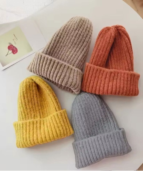 Bambin(ボンバン)の「【 Bambin / ボンバン 】 カラバリ豊富 ニットキャップ / ニット帽(ニットキャップ/ビーニー・キッズ・パープル/イエロー/オレンジ/グリーン/ピンク/レッド/グレー/ブルー/アイボリー/ブラック/ライトグレー・FREE)」の11枚目の写真
