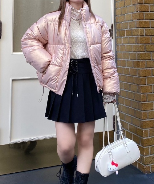nemne store（ネンネストア）の「ショート丈中綿パディングブルゾン（ブルゾン・レディース・アイボリー/チャコール/ネイビー系/ピンク系/グレー/ライトブルー/ブラック・フリー）」の7枚目の写真