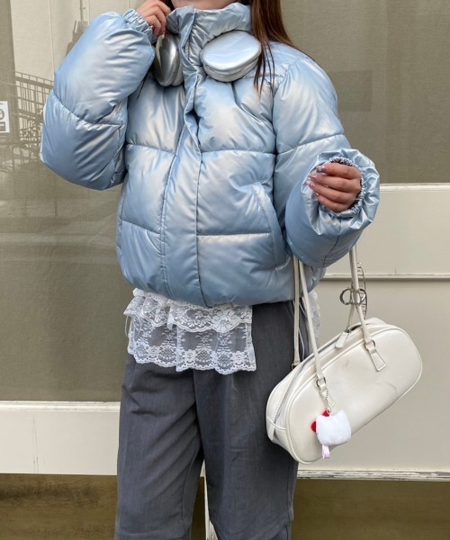 【nene-.-p】 パディングショートブルゾン 新作のショート丈ブルゾンがかわいい〜🤍 【パディングショート