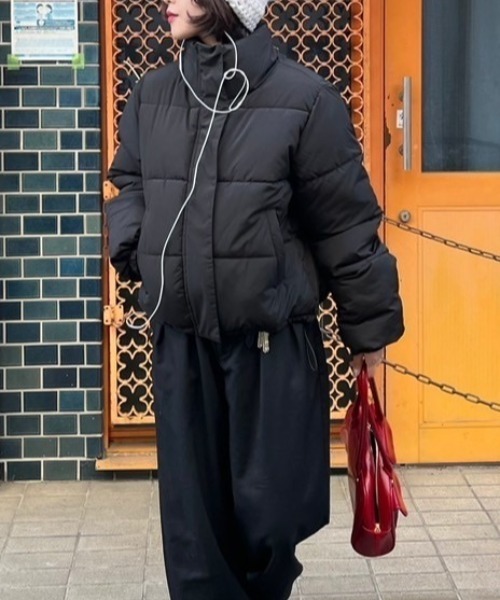 【nene-.-p】 パディングショートブルゾン nemne ブルゾン アウター ショート丈中綿パディングブルゾン