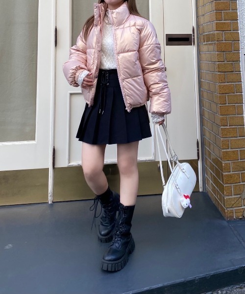 nemne store（ネンネストア）の「ショート丈中綿パディングブルゾン（ブルゾン・レディース・アイボリー/チャコール/ネイビー系/ピンク系/グレー/ライトブルー/ブラック・フリー）」の18枚目の写真