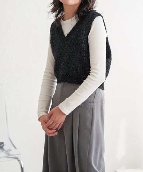 VENCEEXCHANGE（ヴァンスエクスチェンジ）の「畦編みショートベスト（ベスト・レディース・オフホワイト/ベージュ/ブラック・FREE）」の16枚目の写真