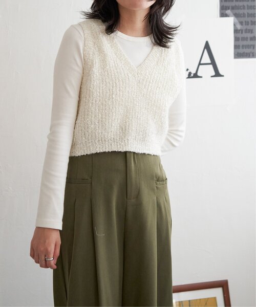 VENCEEXCHANGE（ヴァンスエクスチェンジ）の「畦編みショートベスト（ベスト・レディース・オフホワイト/ベージュ/ブラック・FREE）」の20枚目の写真