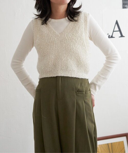 VENCEEXCHANGE（ヴァンスエクスチェンジ）の「畦編みショートベスト（ベスト・レディース・オフホワイト/ベージュ/ブラック・FREE）」の22枚目の写真