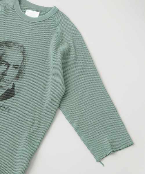THRIFTY LOOK（スリフティールック）の「THRIFTY LOOK/スリフティールック Beethoven Waffle（Tシャツ/カットソー・メンズ・ホワイト/グリーン・MEDIUM/LARGE）」の4枚目の写真