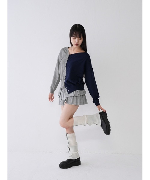Uenui（ウニュイ）の「バイカラー ユニークデザイン ニットカーディガン（カーディガン/ボレロ・レディース・グレー/ブラウン・FREE）」の7枚目の写真