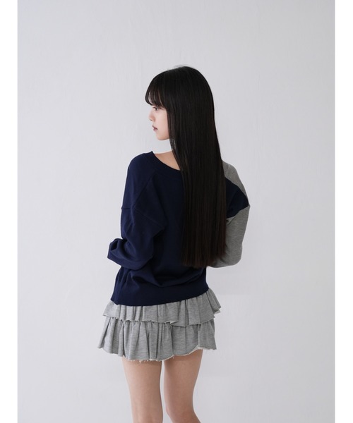 Uenui（ウニュイ）の「バイカラー ユニークデザイン ニットカーディガン（カーディガン/ボレロ・レディース・グレー/ブラウン・FREE）」の5枚目の写真