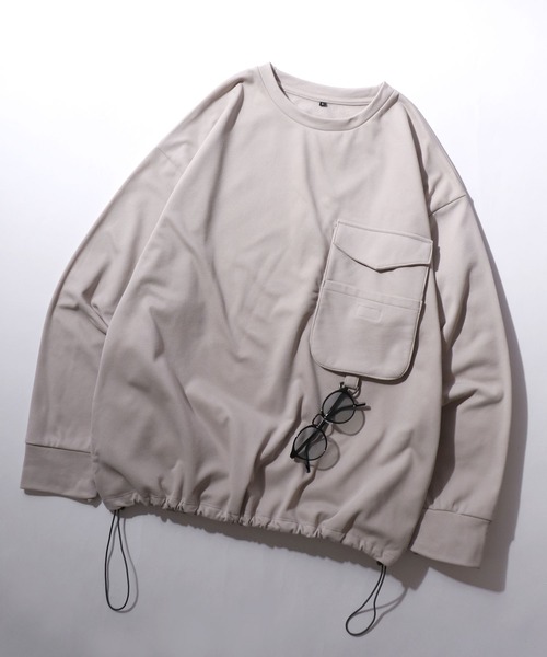 SITRY(シトリー)の「Kersey Fabric Sweat Shirt/カルゼ オーバーサイズ ドローコード 裏起毛 トレーナー スウェット レディース メンズ(スウェット・メンズ・ベージュ/ブラック/ダークグレー・LL/M/L)」の1枚目の写真
