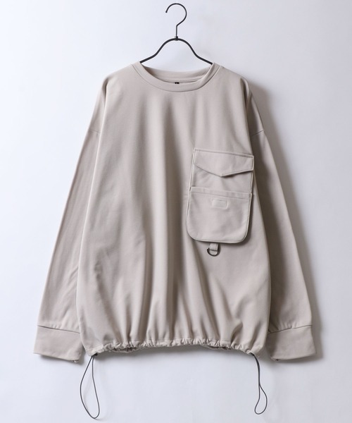 SITRY(シトリー)の「Kersey Fabric Sweat Shirt/カルゼ オーバーサイズ ドローコード 裏起毛 トレーナー スウェット レディース メンズ(スウェット・メンズ・ベージュ/ブラック/ダークグレー・LL/M/L)」の7枚目の写真