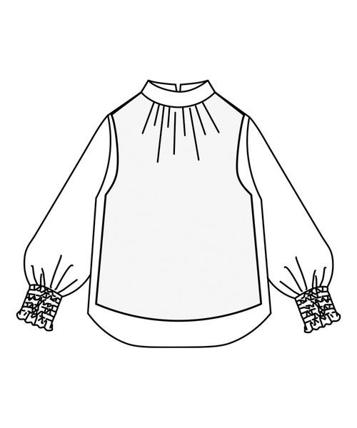 IEDIT（イディット）の「ＩＥＤＩＴ　インナーカットソードッキング　落ち感ドビードット素材のスタンドカラーブラウス（シャツ/ブラウス・レディース・ネイビー/アイボリー・MEDIUM/LARGE/X-LARGE/XX-LARGE/SMALL）」の9枚目の写真