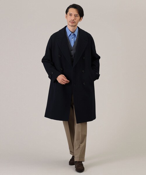 TAKEO KIKUCHI（タケオキクチ）の「◆ウール ハウンズトゥース アルスターコート（チェスターコート・メンズ・ネイビー/チャコールグレー・04/03/02）」の9枚目の写真