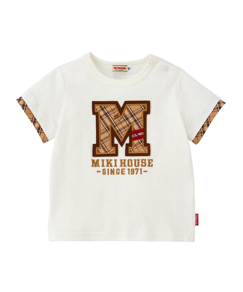 MIKI HOUSE(ミキハウス)の「ミキハウスチェック半袖Tシャツ(Tシャツ/カットソー・キッズ・ホワイト/ブルー系その他・110cm/100cm/90cm/80cm/130cm/120cm)」の1枚目の写真
