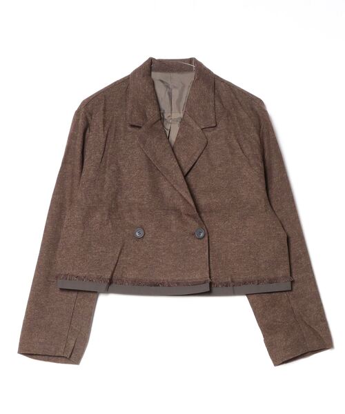 Per sist ence(パーシエンス)の「パイピングショートジャケット(テーラードジャケット・レディース・ブラック/チャコールグレー/ブラウン・FREE)」の3枚目の写真