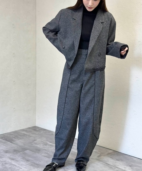 Per sist ence(パーシエンス)の「パイピングショートジャケット(テーラードジャケット・レディース・ブラック/チャコールグレー/ブラウン・FREE)」の18枚目の写真