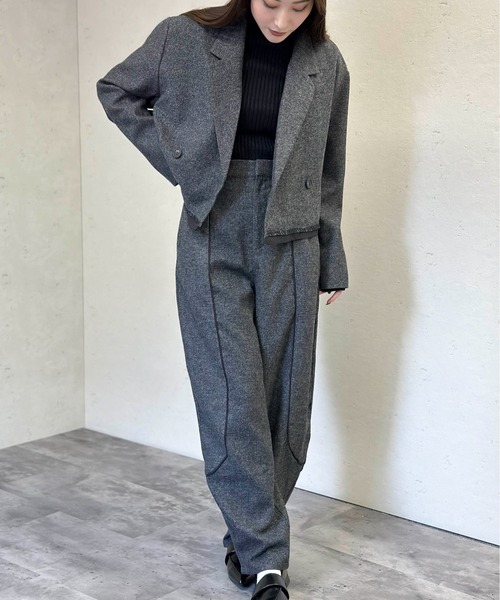 Per sist ence(パーシエンス)の「パイピングショートジャケット(テーラードジャケット・レディース・ブラック/チャコールグレー/ブラウン・FREE)」の19枚目の写真